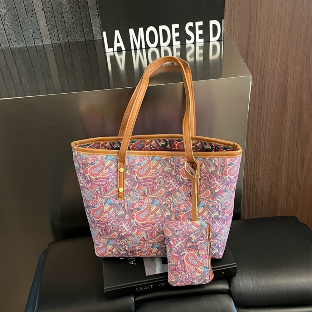 Women'S Bags For Work - 2 個女性大容量トートバッグ小銭入れセット韓国ファッション多用途脇の下ハンドバッグ仕事毎日の通勤用