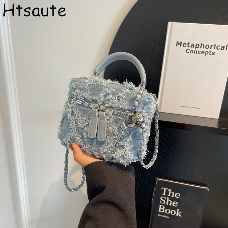 Women Bags Jeans - 女性用チェーン付きシングルショルダーバッグ,ハンドバッグ,デザイナーブランド,新作コレクション,2024