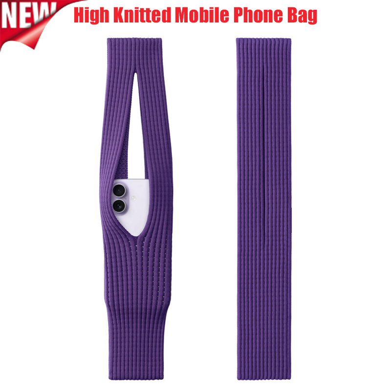 Women Bags Mini - 新型2026年スマホポケット付き女性用バッグ、短さ40cm、長さ80cm、ファッショナブルなニット製携帯電話ミニバッグ、iPhone用ポータブルバッグ