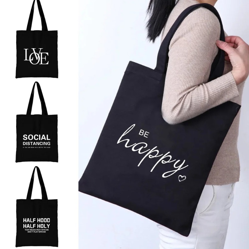 Women'S Bags For Work - かわいい漫画オレンジ猫プリントブラック大容量ショルダーバッグ仕事休日ショッピング日常使用ギフトアイデアハンドバッグキャンバスバッグ