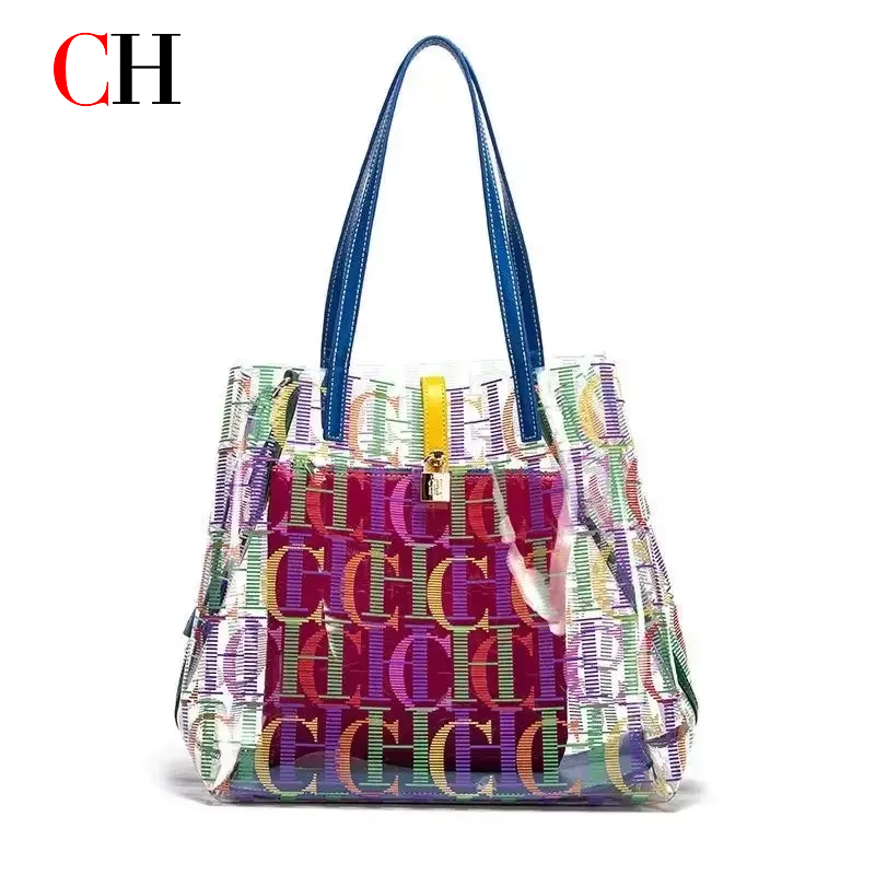 Jelly Bag Clear Pvc - CH ジェリートートバッグ クリア PVC 女性用ハンドバッグ インナーポーチ付き