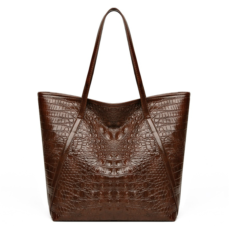 Women'S Tote Bags Designer - シンプルで多用途なワニ柄トートバッグ大容量ファッションハンドバッグヴィンテージデザインショルダーレディースバッグ