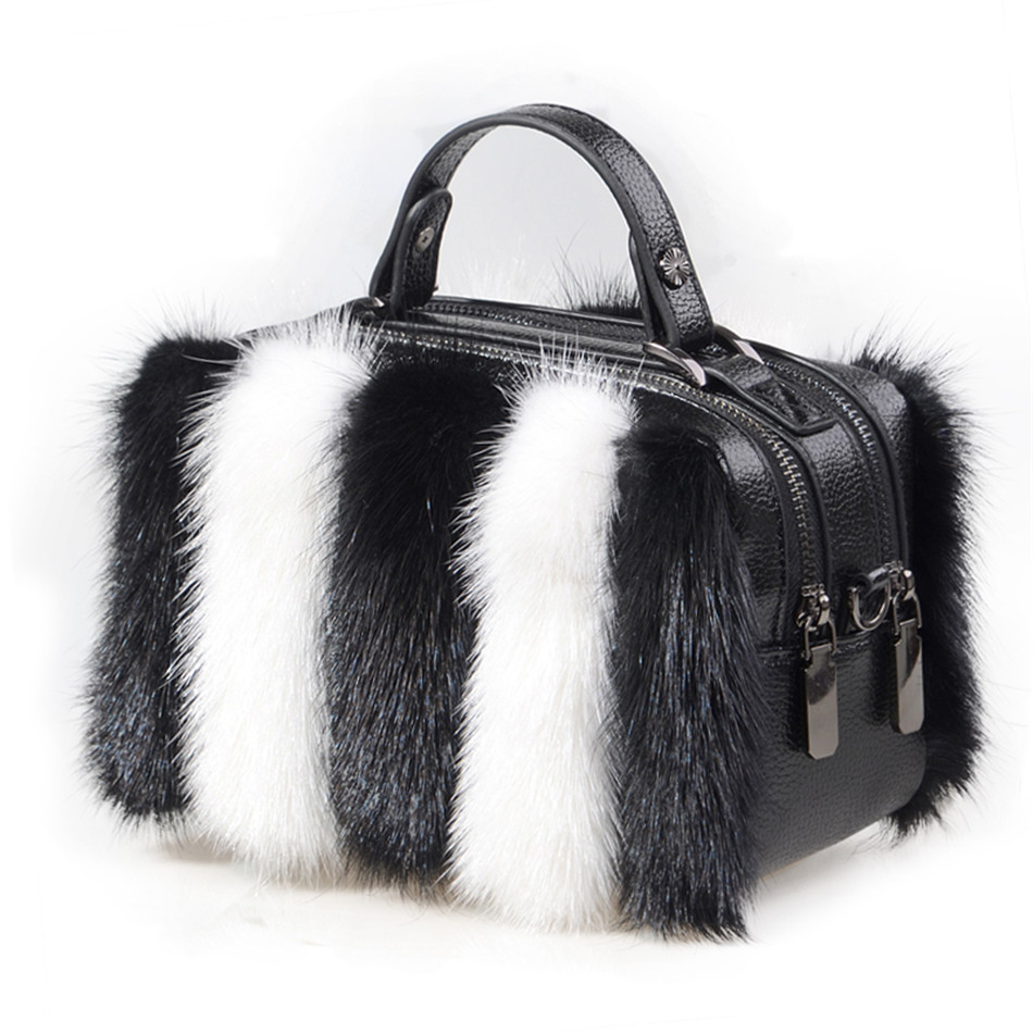 Women Bags Pk - 天然ミンクファーバッグ 2026 クロスボディバッグ 秋冬 ハンドバッグ 女性用