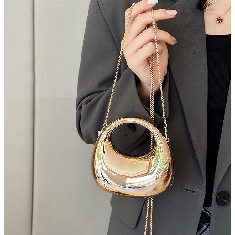 Women Bags Golden - ミニゴールデンイブニングバッグ、財布とハンドバッグ、ラグジュアリーデザイナーショルダーバッグ、面白い形のパーティー・ウェディング用アクリル製光沢クラッチバッグ