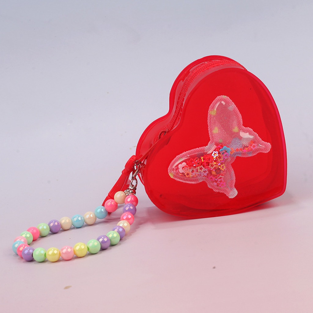 Jelly Bag Clear Pvc - 蝶々型コインパース、透明な小物収納バッグ、ゼリーPVC製財布、カラフルなハート型コインパース、Bluetoothイヤホン用小型財布
