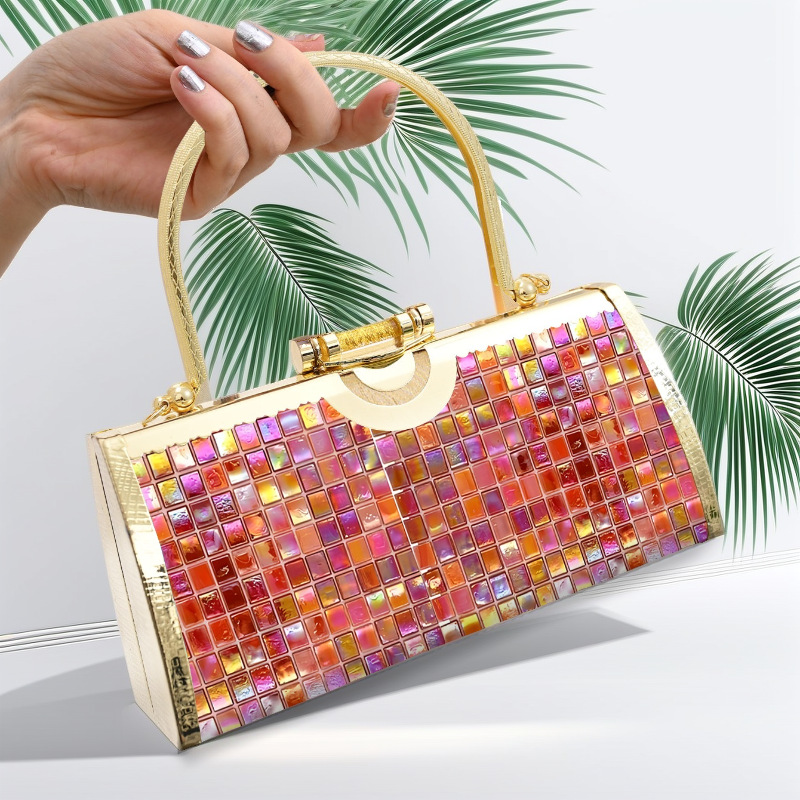 Women Bags Golden - ゴールデンダイヤモンドセットステージキャットウォークチャイナドレスバッグミニポーチヴィンテージスタイルハンドバッグウェディングブライダルトートバッグ