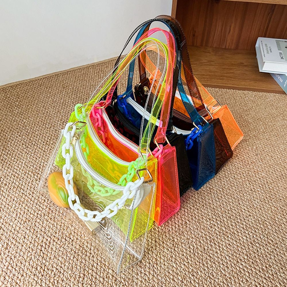 Jelly Bag Clear Pvc - 女性のための透明なPVCバッグ,腕の下のバッグ,カジュアルなハンドバッグ,夏の財布,携帯電話のショルダーバッグ,女性のファッション