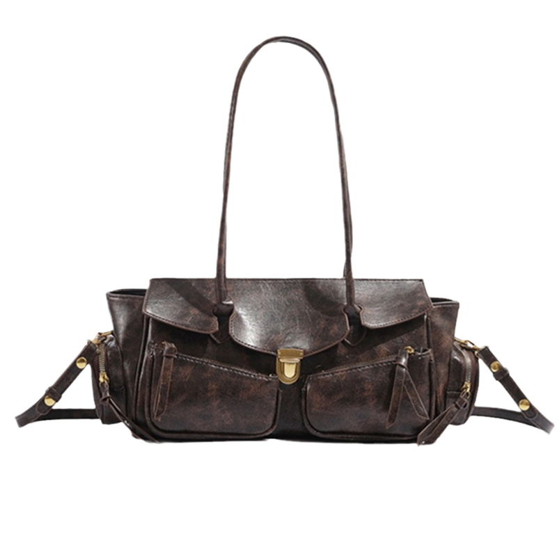 Women Bags Price - ヴィンテージオートバイバッグ女性のための 2026 ヒット低価格複数のポケットロングハンドルハンドバッグ大容量多用途ショルダーバッグ