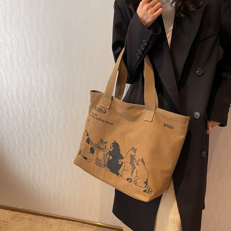 Women'S Bags For Work - レディースファッション キャンバストートバッグ 大容量 耐久性 ショルダーバッグ ジッパー開閉