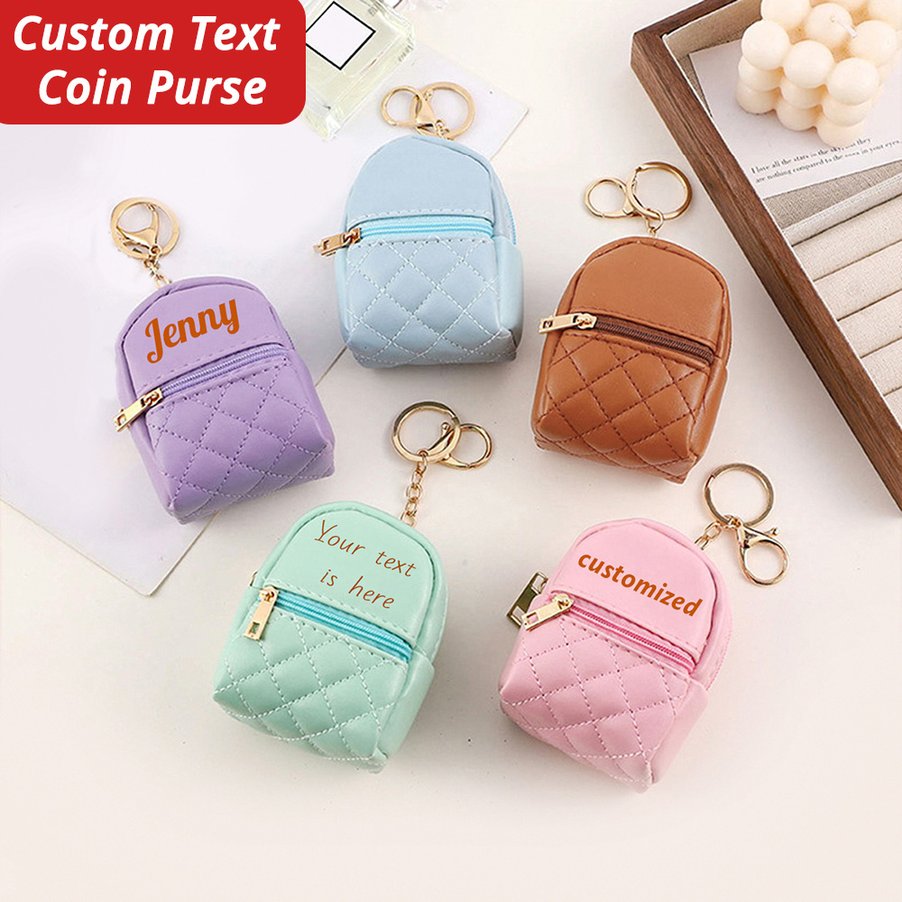 Mini Purse Chain - ミニカスタム名入れ小銭入れパーソナライズ名入れキーホルダーレーザー彫刻キーチェーンギフトPUレザー名入れ収納バッグ