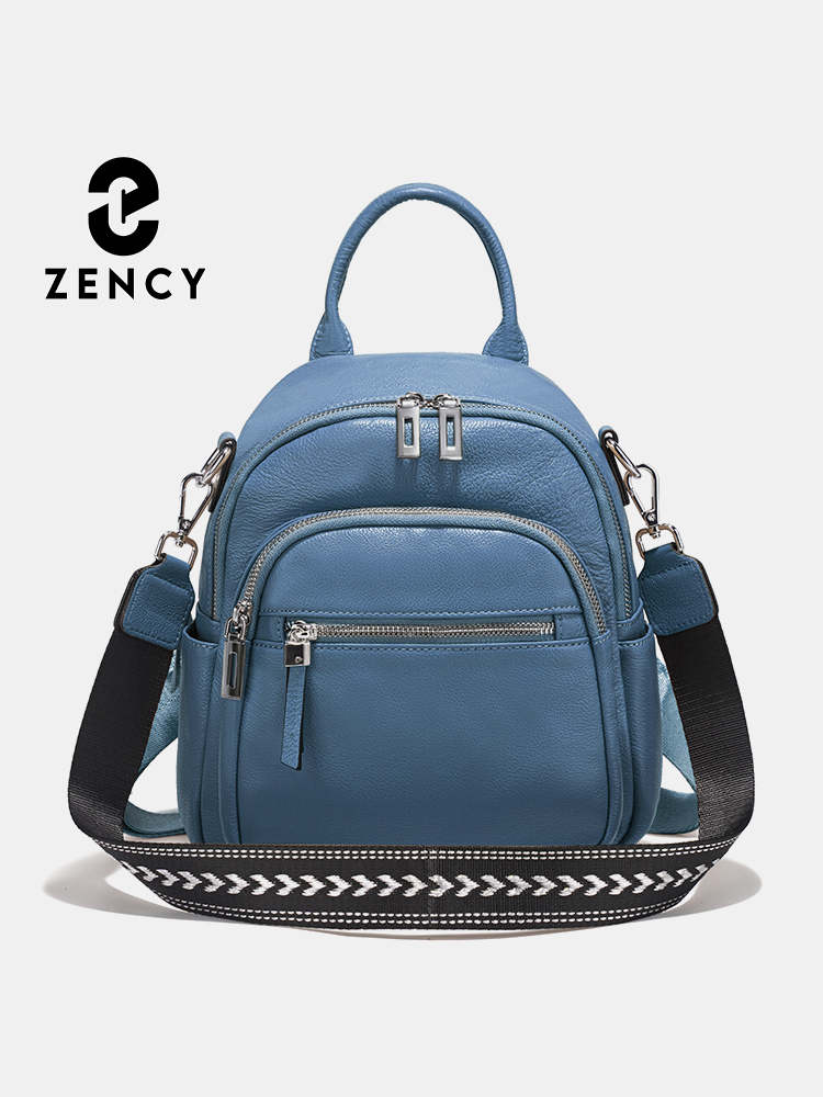 Women'S Bags For Work - Zency 本革小型バックパックナップザックマルチポケットデザインワイドストラップコンバーチブルショルダーバッグ旅行通勤用