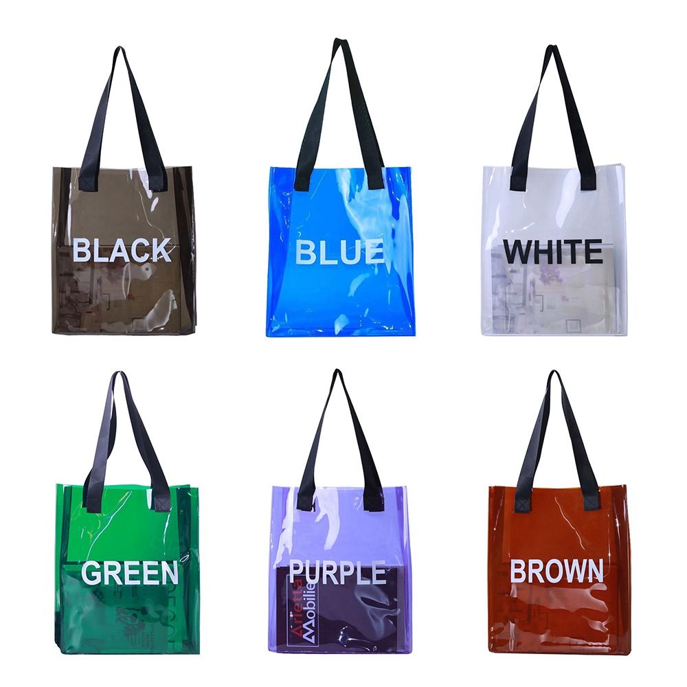 Jelly Bag Clear Pvc - 透明トートバッグポータブル PVC ゼリー防水ショッピングバッグ大容量クリアハンドバッグ夏の旅行