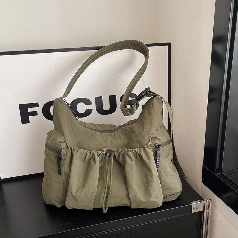 Women Bags Coach - 新しいクロスボディバッグ女性ファッションしわマルチポケット巾着カジュアルショルダーバッグピュアカラー多用途テクスチャコーチバッグ
