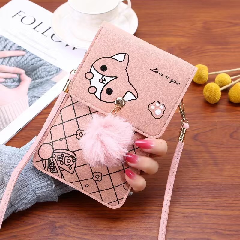 Women Bags Mini - かわいい漫画柄のタッチスクリーン対応スマホバッグ 女性用 - スリムで透明なクロスボディバッグ ミニショルダーポーチ ウォレット