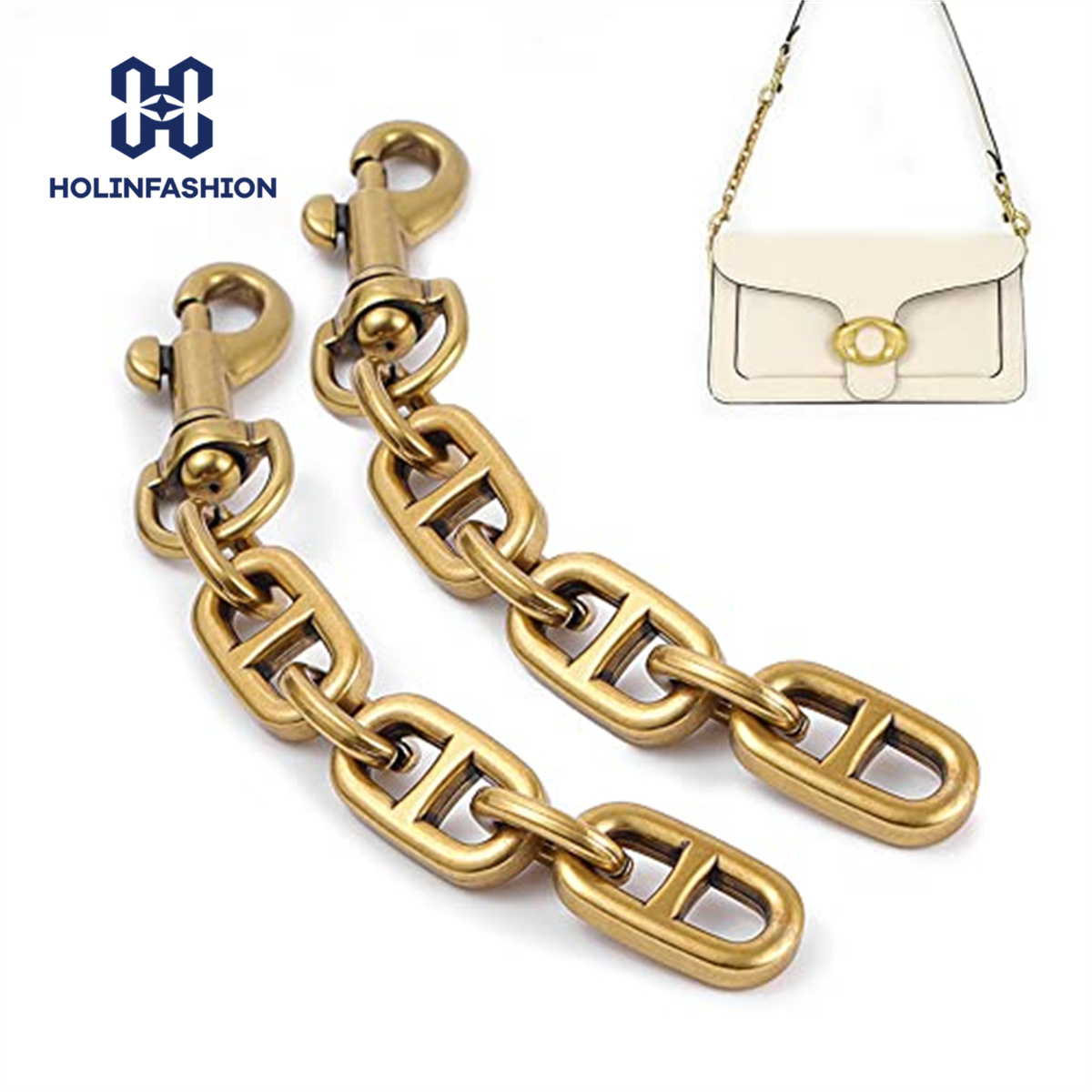 Women Bags Coach - HOLINFASHION 2 個女性用財布ストラップエクステンダーアンティークゴールドチェーンコーチタビースインガーショルダーストラップエクステンダーバッグショートチェーン用