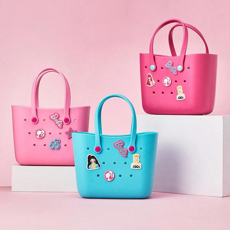 Women'S Tote Bags Designer - MINISO バービー サンライトシャイニングシリーズ トートバッグ ポータブルランチバッグ かわいい中空デザイン