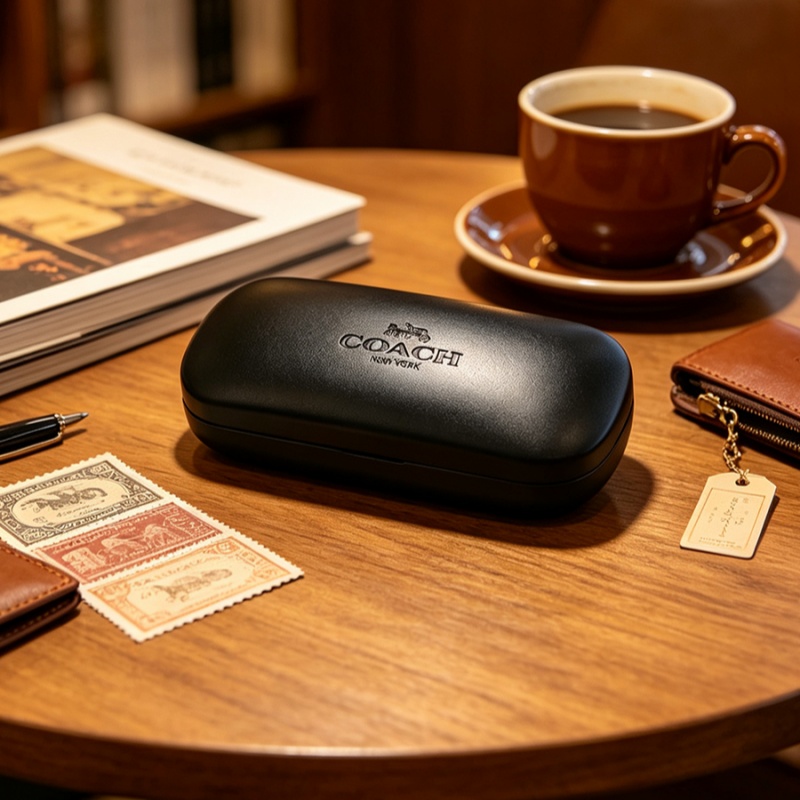 Women Bags Coach - COACH ブラックハードメガネケース耐衝撃性耐圧ポータブルサングラスボックス高級日常旅行用男性女性眼鏡収納