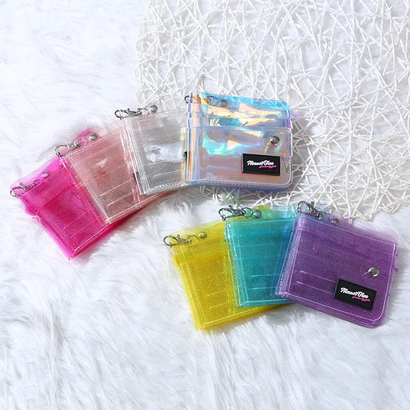 Jelly Bag Clear Pvc - 透明な女性の財布 PVC レーザークリアゼリーバッグミニマネークレジットカードホルダークリア財布バッグレディース財布ネックストリング