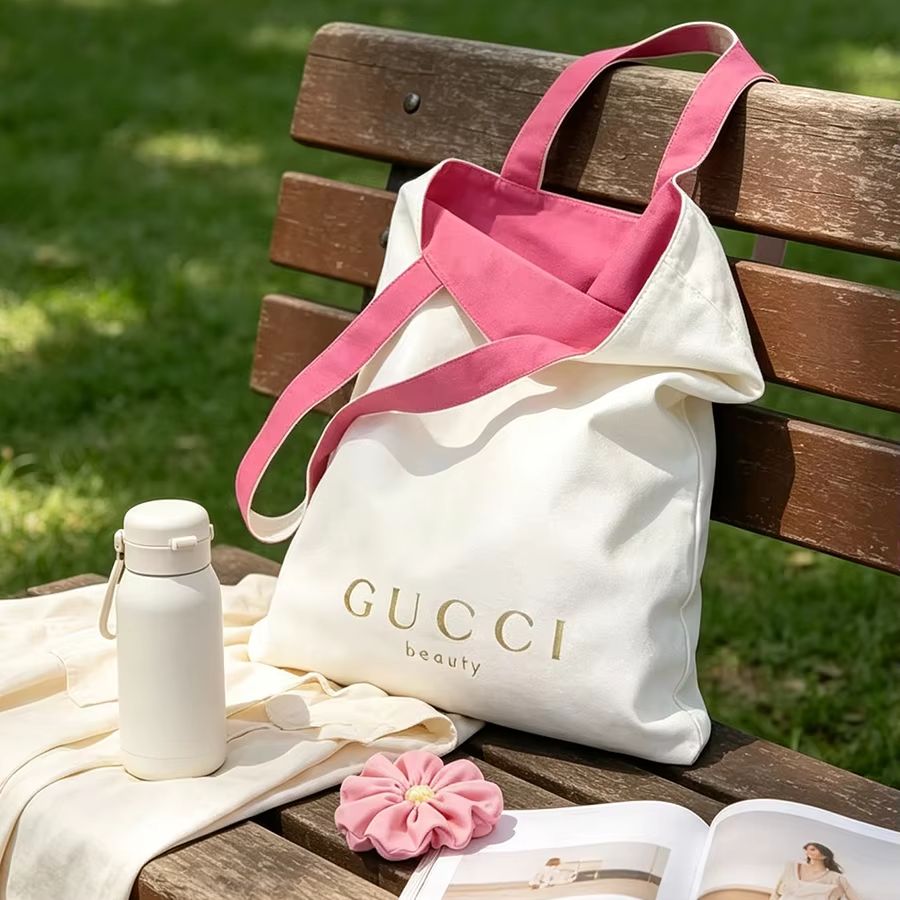 Women'S Tote Bags Designer - グッチのバッグ レディース キャンバス トートバッグ 両面デザイン ローズピンク