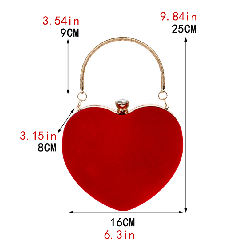 女性のためのハートデザインの小さなダイヤモンドハンドバッグ, - Women Bags Golden のレビューと価格