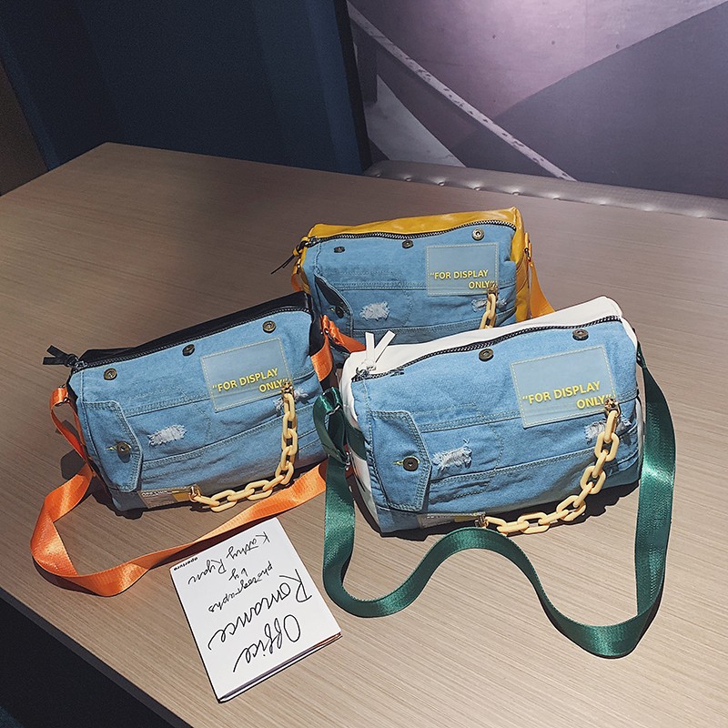 女性用ブルーデニムハンドバッグ,大容量トラベルバッグ,デザイ - Women Bags Jeans のレビューと価格