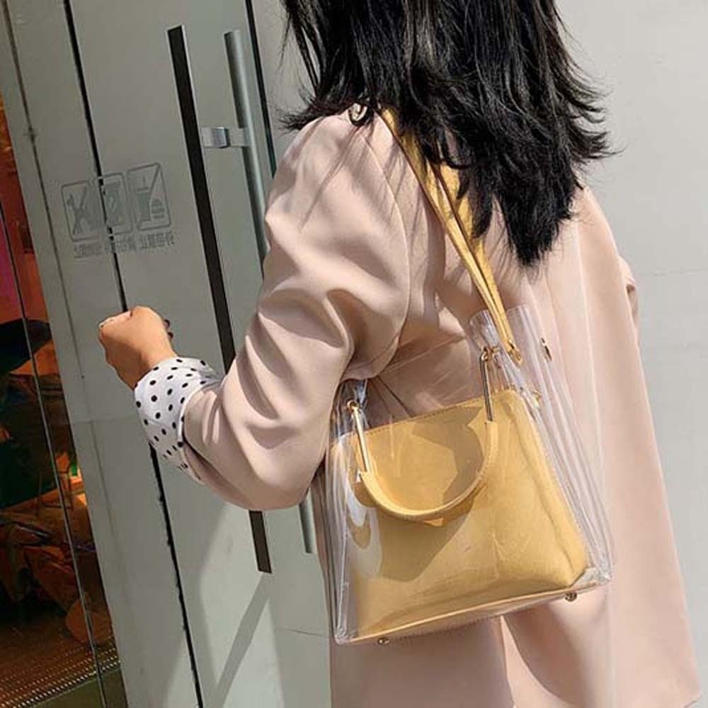 キャンディーカラー複合クリアバッグ防水取り外し可能ゼリーハン - Jelly Bag Clear Pvc のレビューと価格