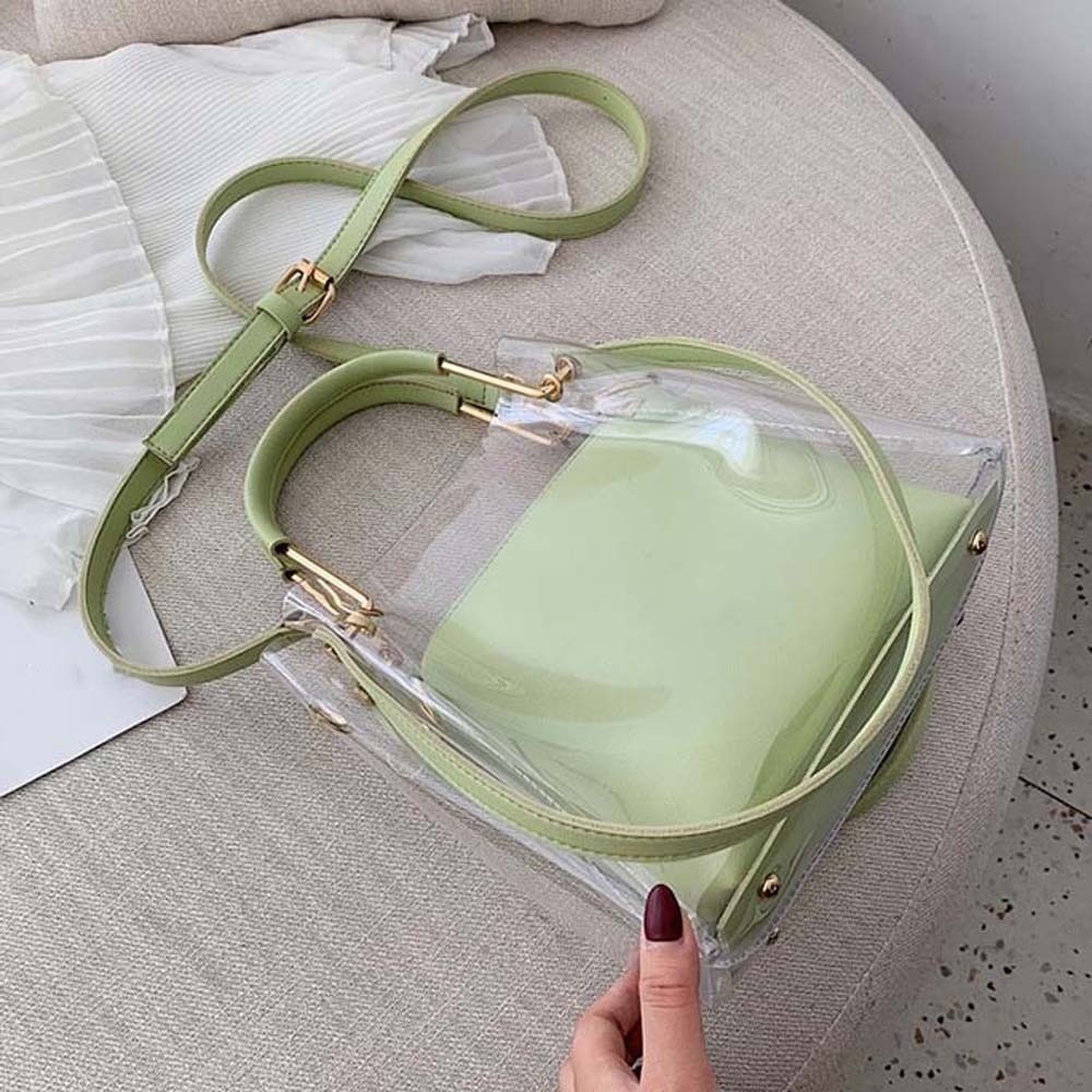 キャンディーカラー複合クリアバッグ防水取り外し可能ゼリーハン - Jelly Bag Clear Pvc のレビューと価格