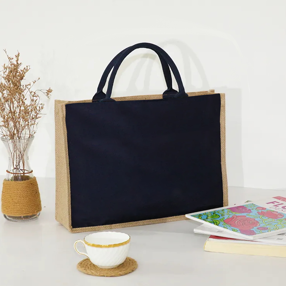 天然ジュート製ハンドバッグ、黒のハンドルアクセントと複数の広 - Women Bags Jute のレビューと価格