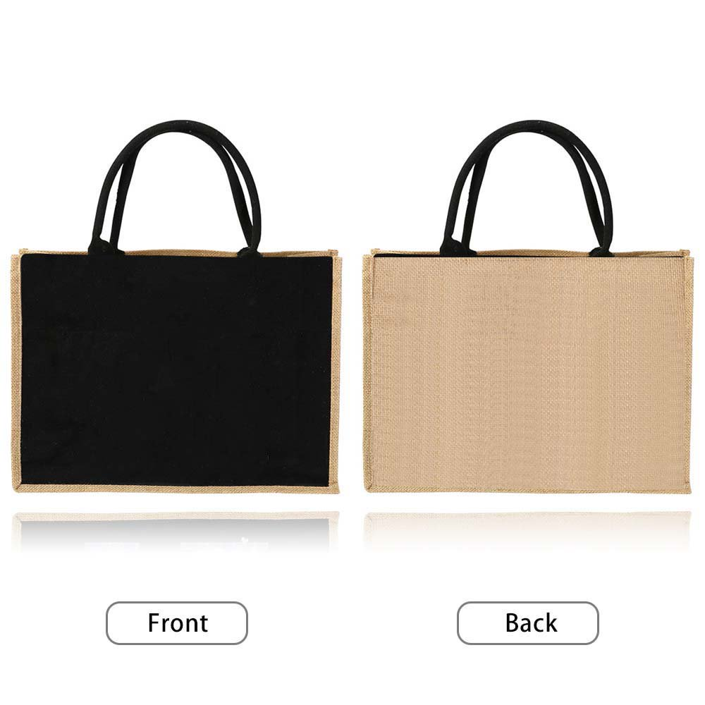 天然ジュート製ハンドバッグ、黒のハンドルアクセントと複数の広 - Women Bags Jute のレビューと価格