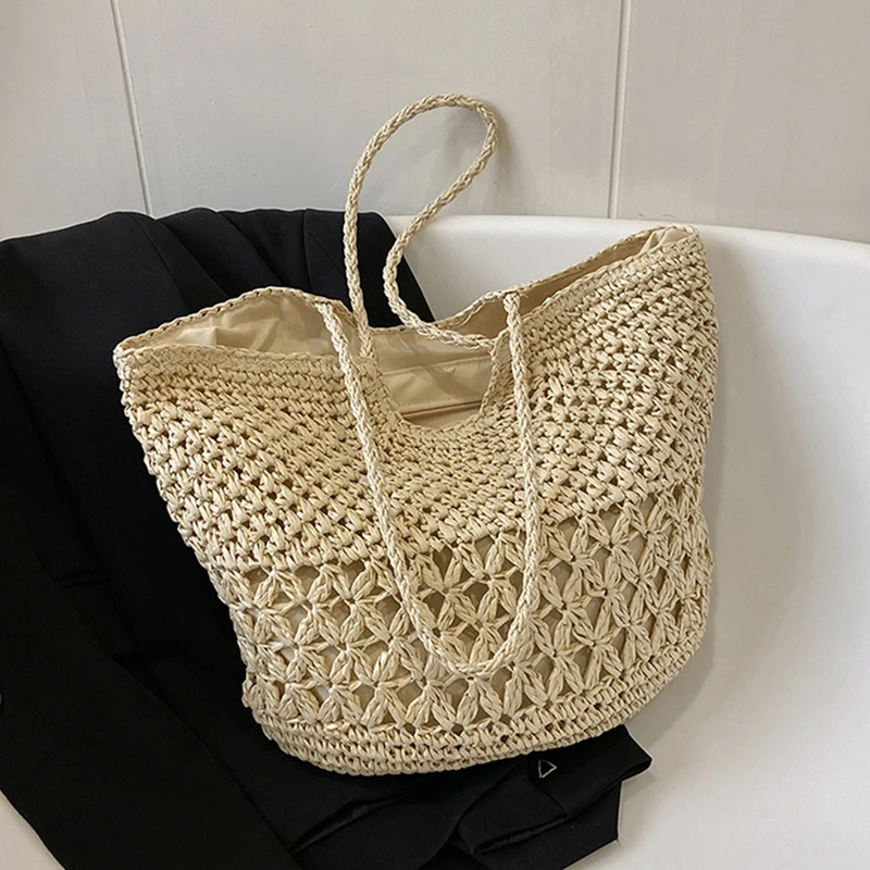 カジュアルデザインわら織りバッグトレンド高級女性ショルダーバ - Women'S Tote Bags Designer のレビューと価格
