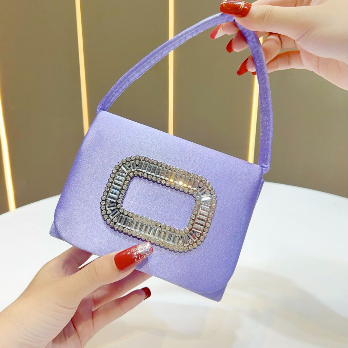 高級ミニスクエアハンドバッグレディースダイヤモンドスタッズイ - Mini Purse Chain のレビューと価格