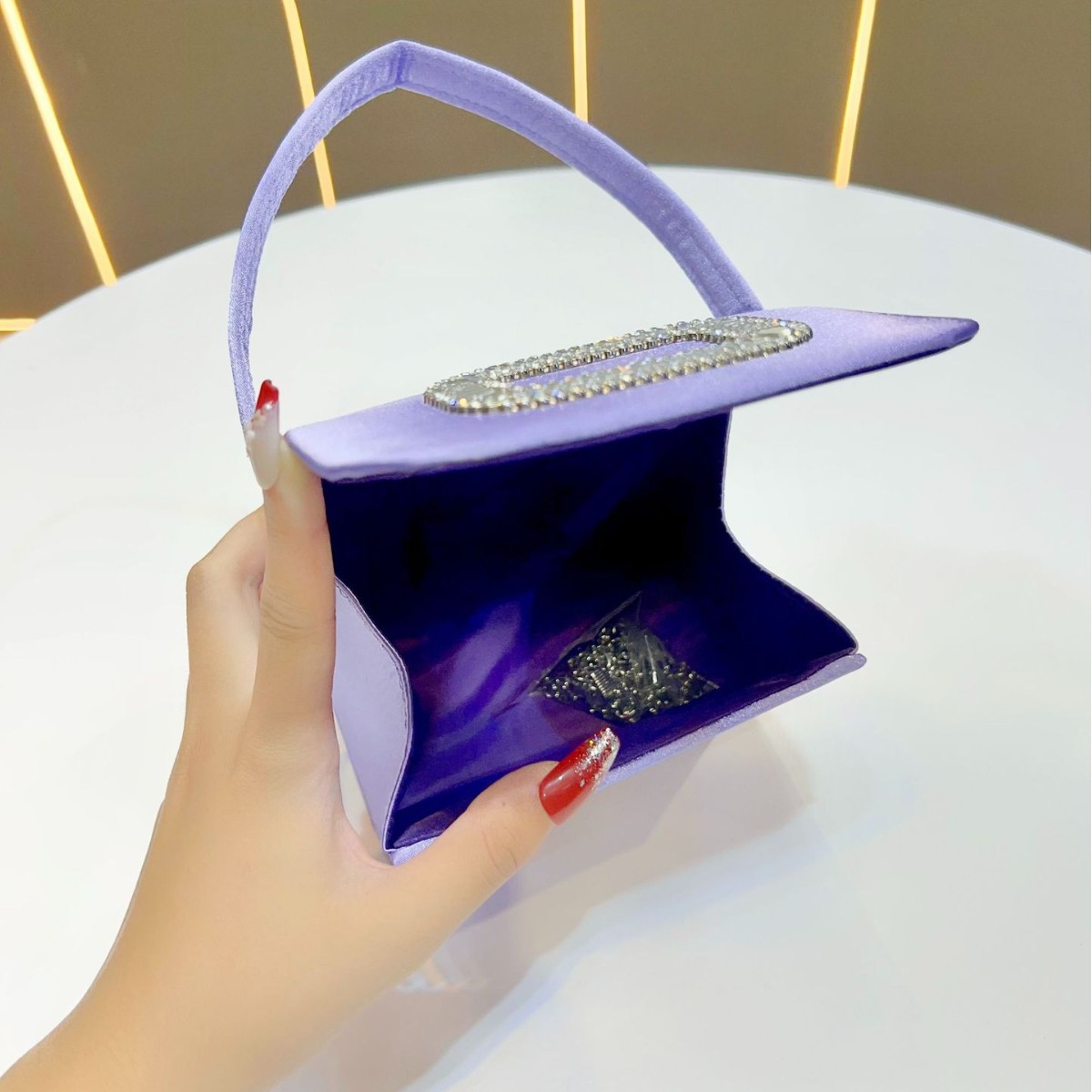 高級ミニスクエアハンドバッグレディースダイヤモンドスタッズイ - Mini Purse Chain のレビューと価格