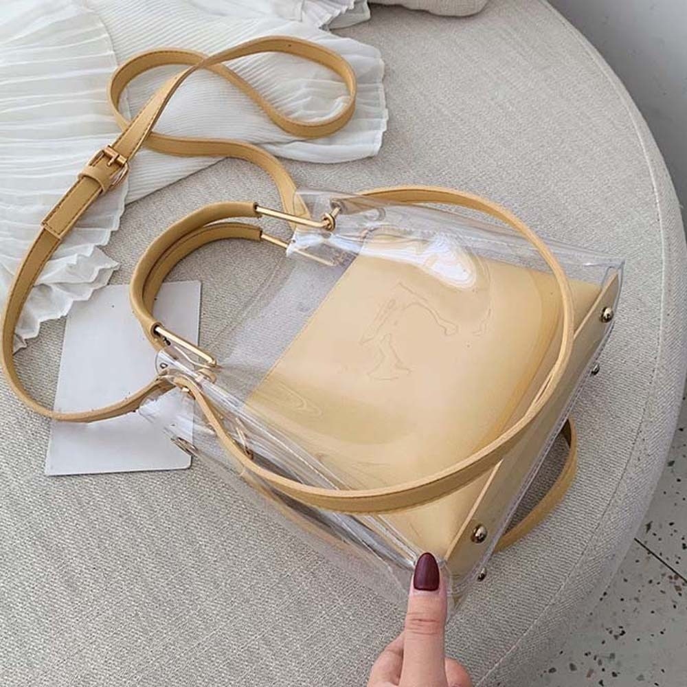 キャンディーカラー複合クリアバッグ 2 個セット防水ゼリーハ - Jelly Bag Clear Pvc のレビューと価格