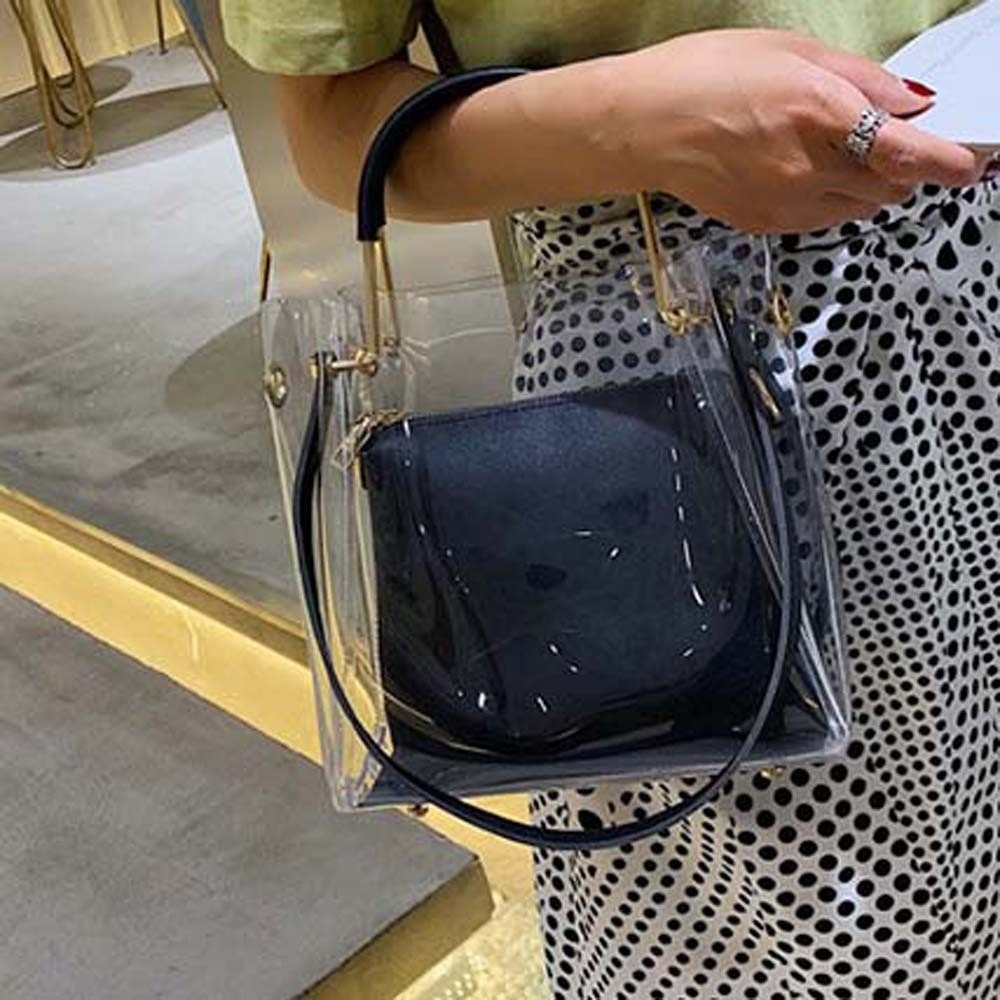 キャンディーカラー複合クリアバッグ 2 個セット防水ゼリーハ - Jelly Bag Clear Pvc のレビューと価格