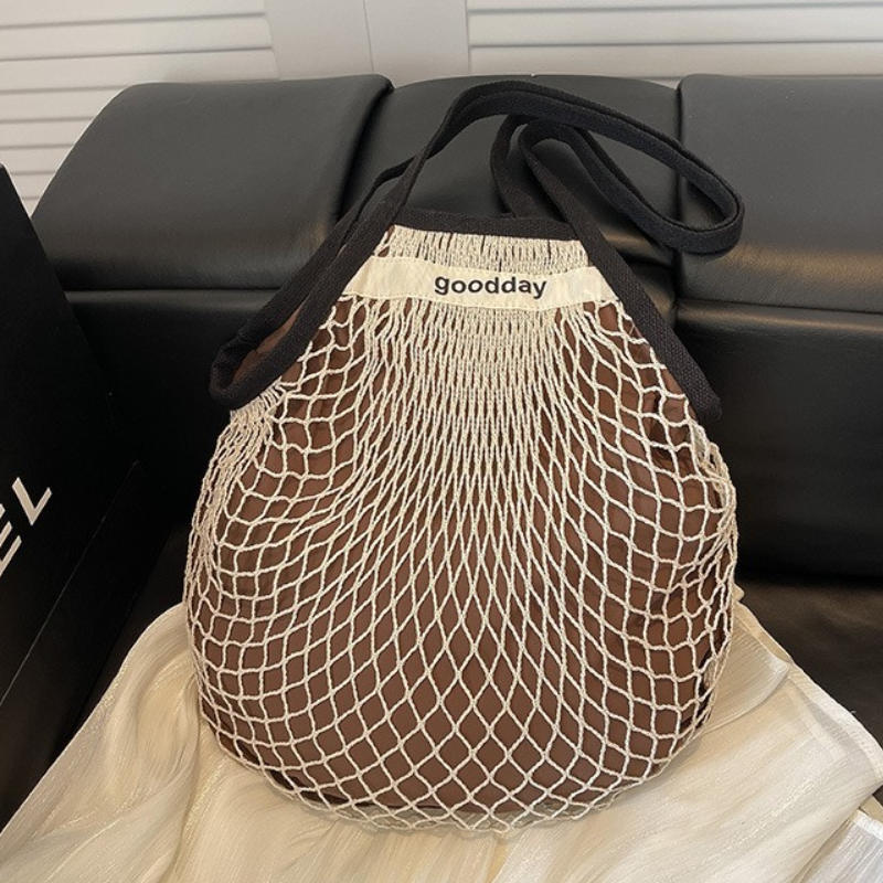 夏のビーチ軽量中空ショルダーバッグ大容量休暇旅行ハンドバッグ - Crochet Market Bag のレビューと価格