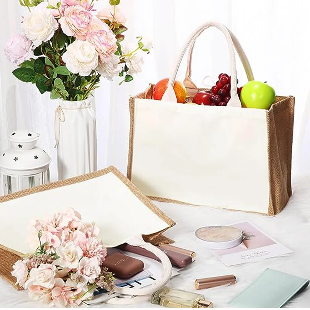 再利用可能な黄麻布のショッピングバッグ、ヴィンテージジュート - Women Bags Jute のレビューと価格