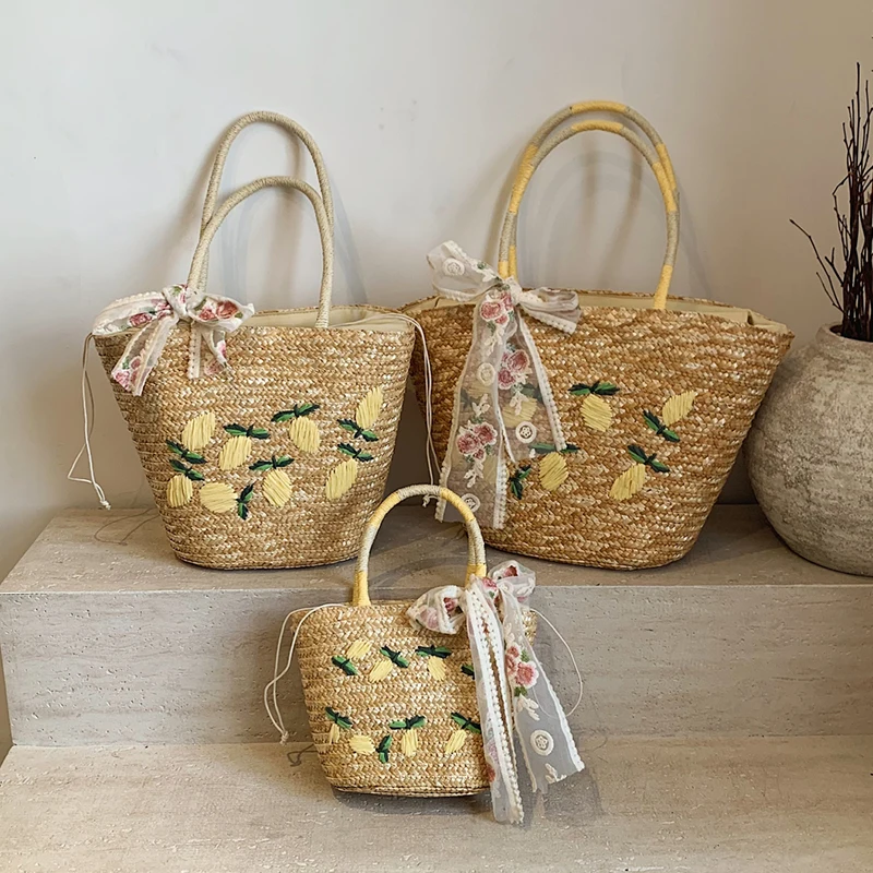 大容量ビーチショルダーバッグデザイナー刺繍ハンドバッグ夏の手 - Women'S Tote Bags Designer のレビューと価格