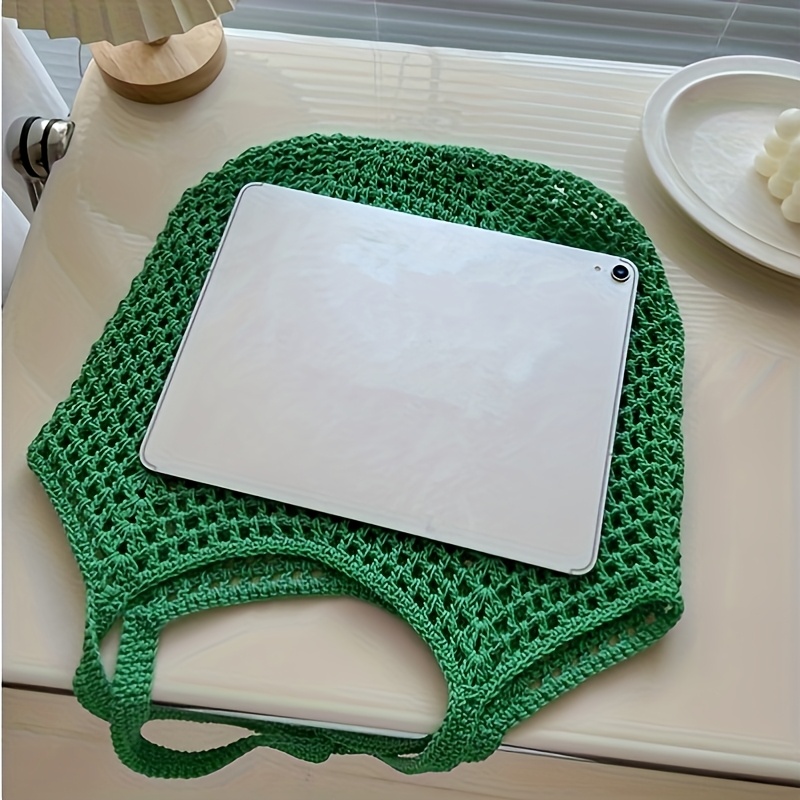 かぎ針編みメッシュトートバッグ 中空織りショルダーバッグ 再 - Crochet Market Bag のレビューと価格