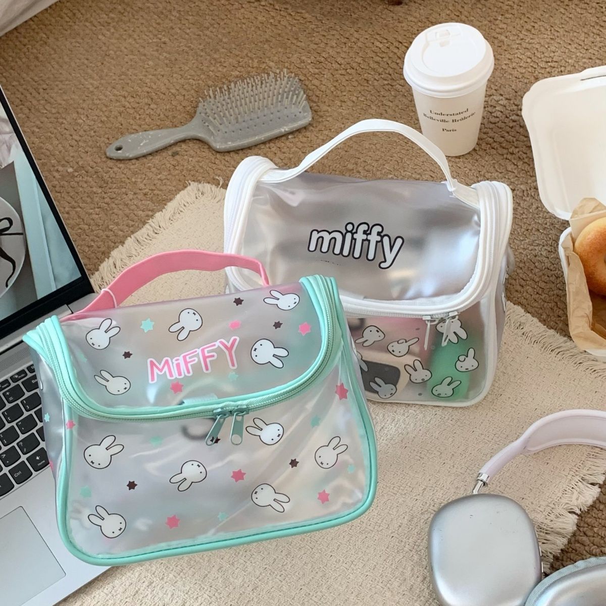 ミッフィーの漫画ウサギ柄クリアPVCゼリー化粧品バッグ 防水 - Jelly Bag Clear Pvc のレビューと価格