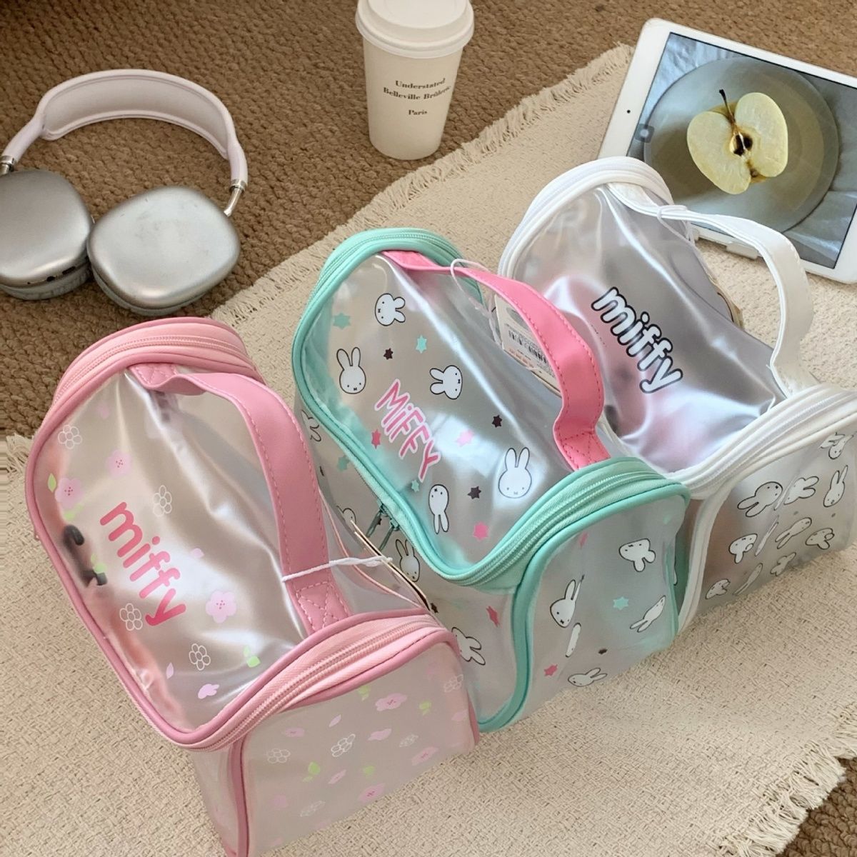 ミッフィーの漫画ウサギ柄クリアPVCゼリー化粧品バッグ 防水 - Jelly Bag Clear Pvc のレビューと価格