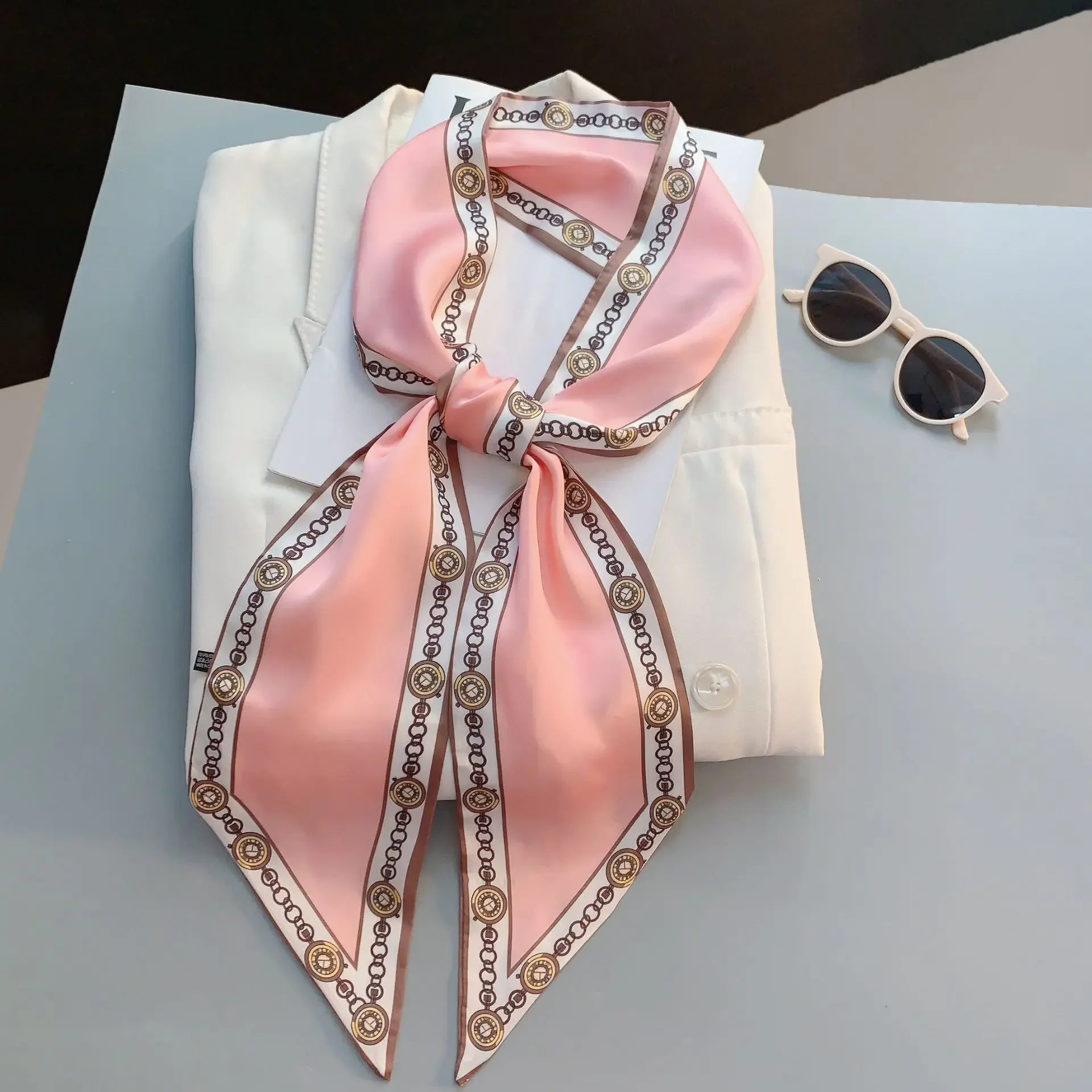 デザインプリントスキニースカーフ格子柄馬毛ヘアバンドスカーフ - Women Bags Luxury Brands のレビューと価格