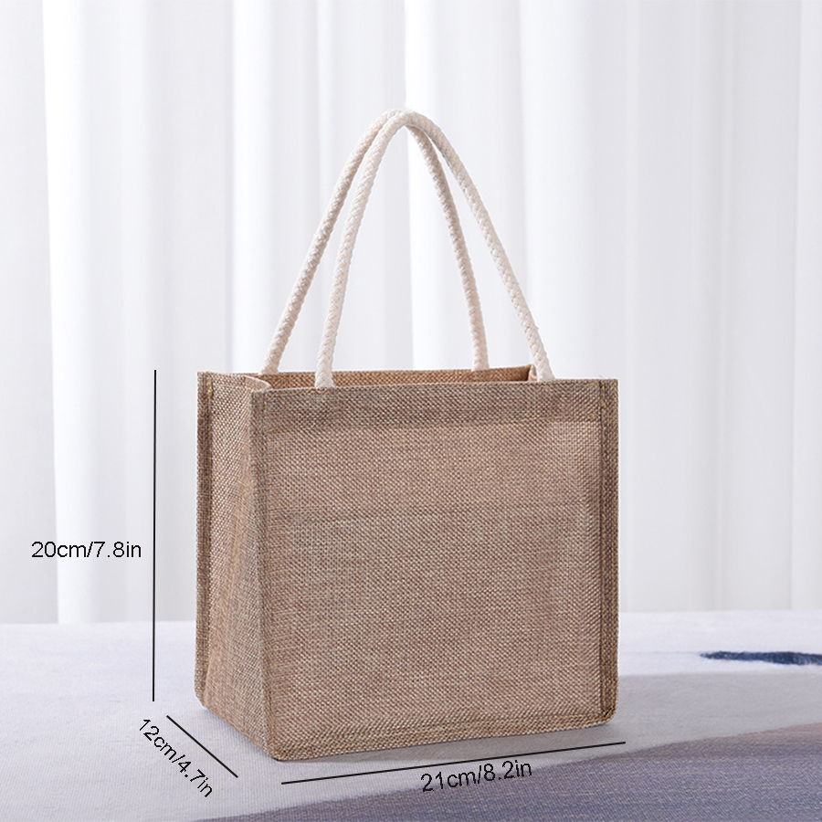 コットン製トートバッグ、大容量リネンギフトバッグ、ショッピン - Women Bags Jute のレビューと価格
