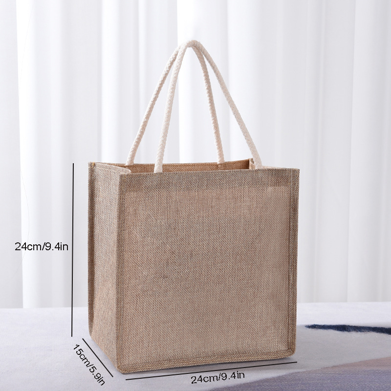 コットン製トートバッグ、大容量リネンギフトバッグ、ショッピン - Women Bags Jute のレビューと価格