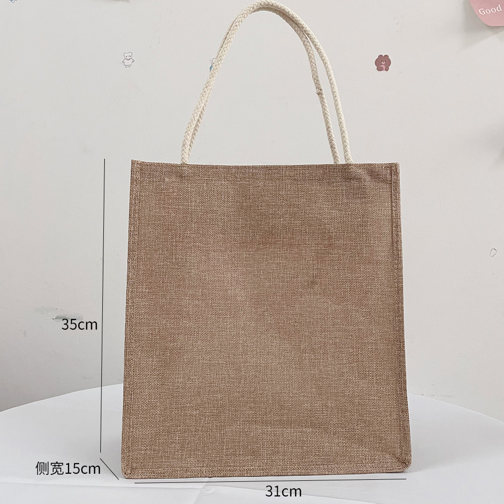 コットン製トートバッグ、大容量リネンギフトバッグ、ショッピン - Women Bags Jute のレビューと価格