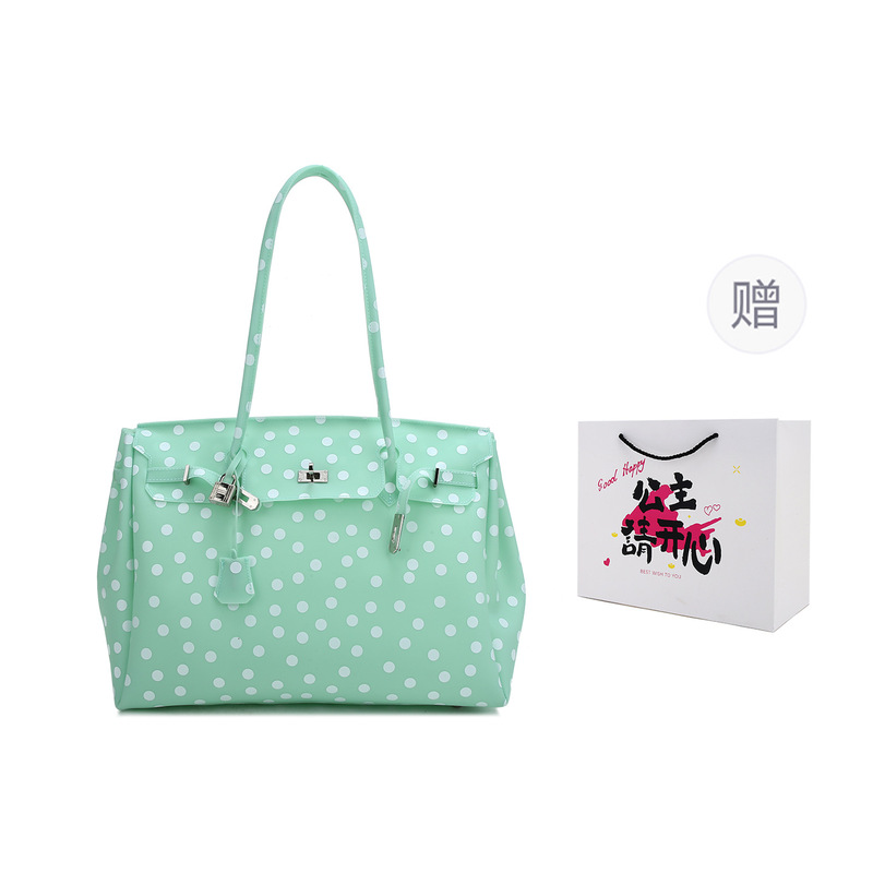 水玉模様のクリアPVCトートバッグ 防水 軽量 キャンディカ - Jelly Bag Clear Pvc のレビューと価格