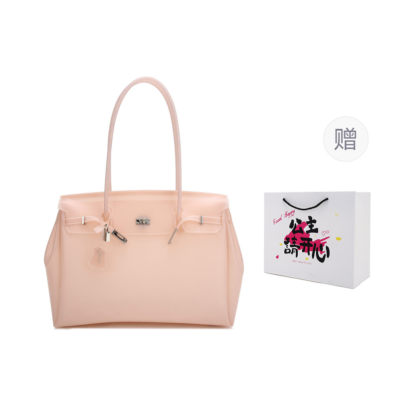 水玉模様のクリアPVCトートバッグ 防水 軽量 キャンディカ - Jelly Bag Clear Pvc のレビューと価格