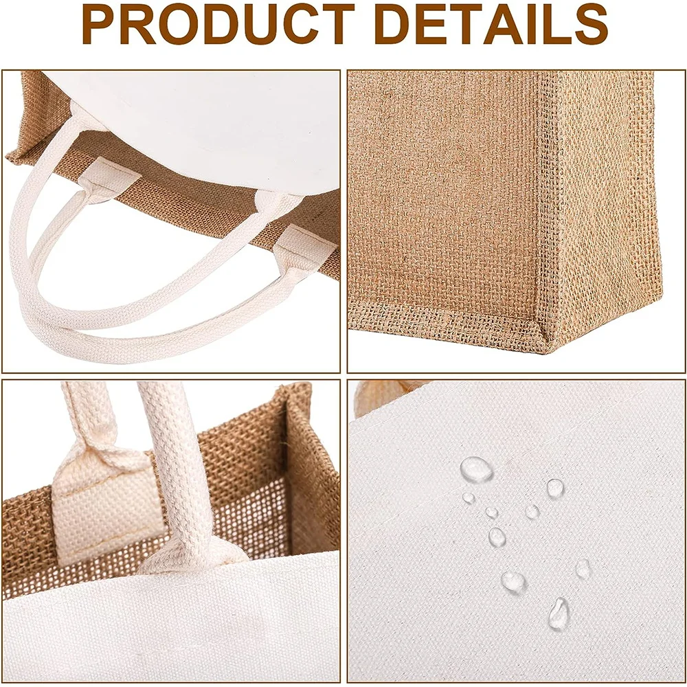 黄麻布ジュートトートバッグヴィンテージ再利用可能な食料品ショ - Women Bags Jute のレビューと価格