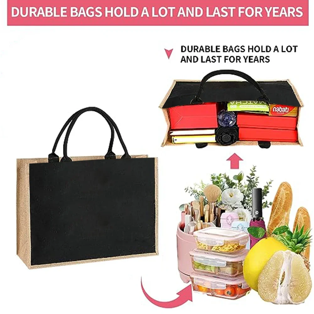 リネントートショッピングバッグ サムライ柄黄麻布手描き女性用 - Women Bags Jute のレビューと価格