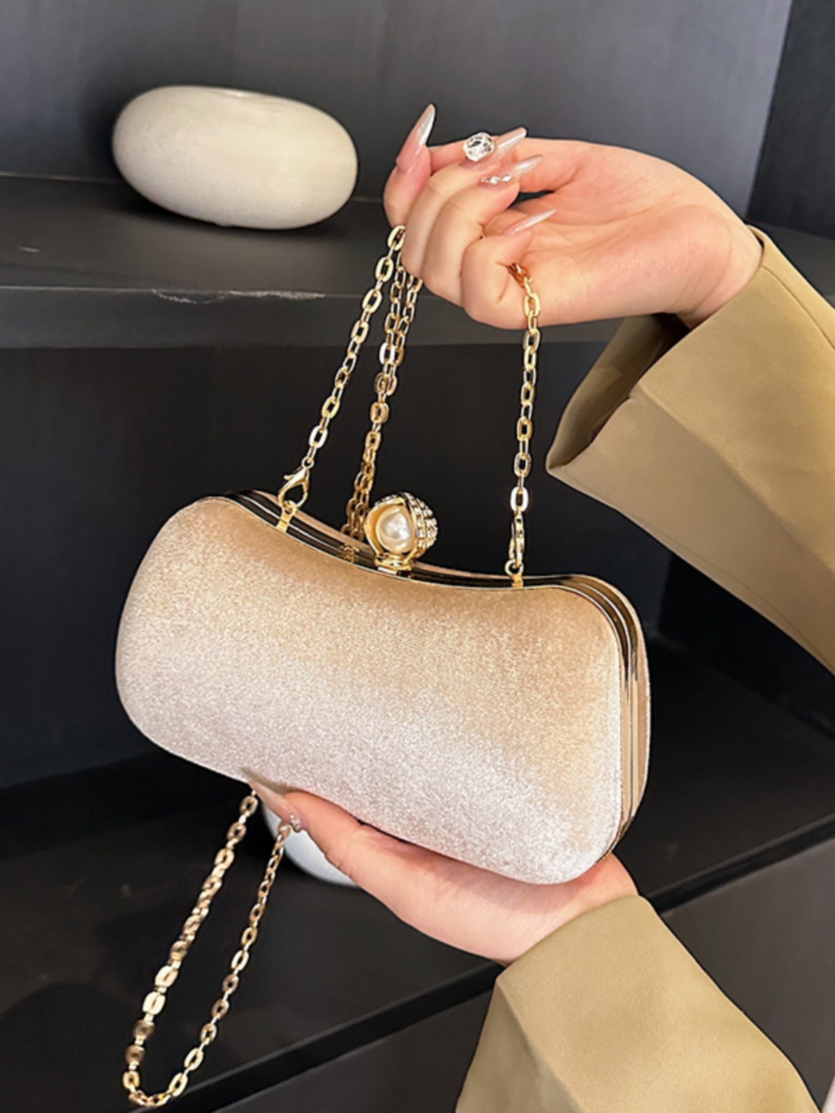 ハイエンド宴会クラッチバッグ女性のためのヴィンテージコーデュ - Mini Purse Chain のレビューと価格