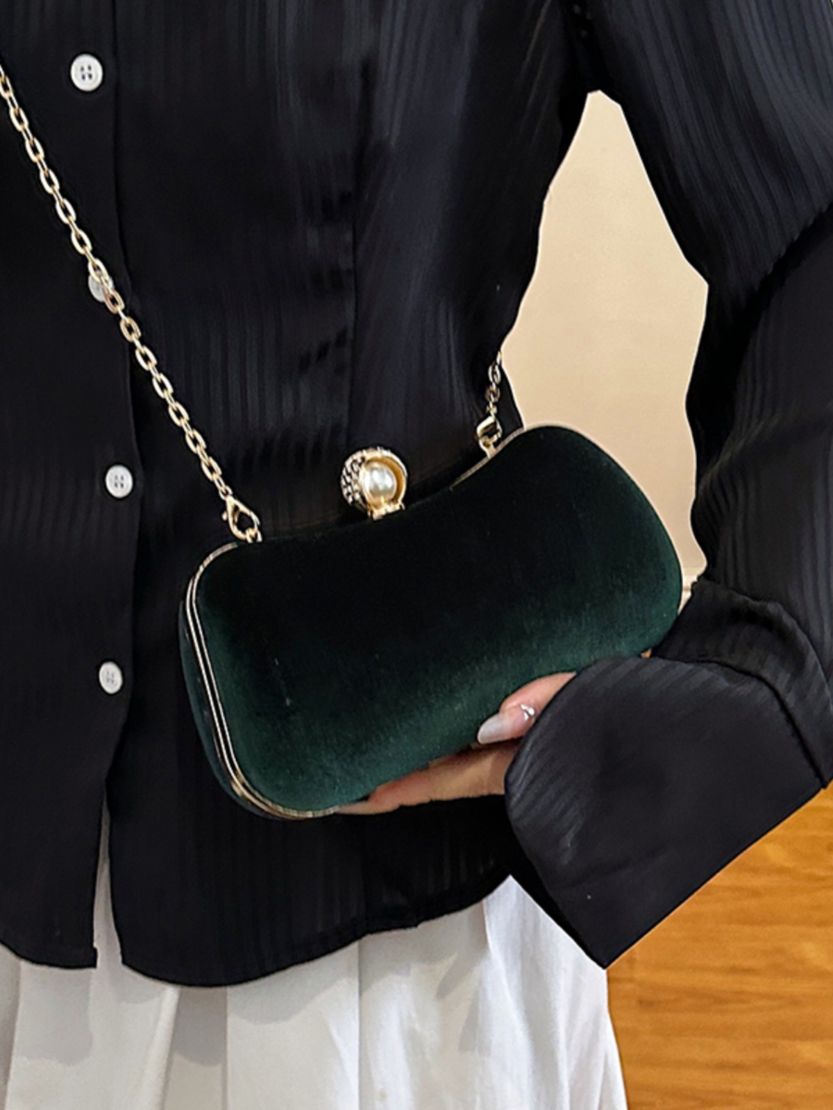 ハイエンド宴会クラッチバッグ女性のためのヴィンテージコーデュ - Mini Purse Chain のレビューと価格